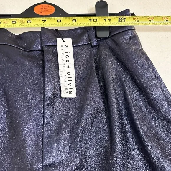 NEW $275 Alice & Oliva Conry Women Size 2 Pleated Faux Leather Shorts Party